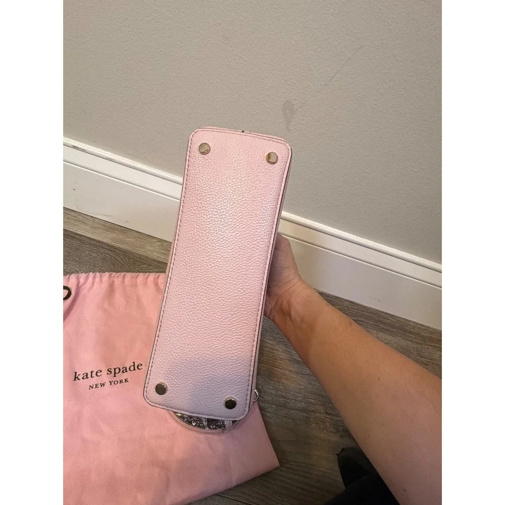 Kate Spade Womens Satchel Pebbled Leather Light Pink Small